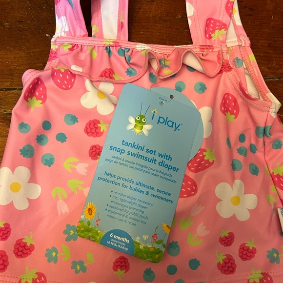 IPlay Swim Tankini Set w/ Snap Swimsuit Diaper & Sun Protection Hat NWT 6 Months - Picture 9 of 11